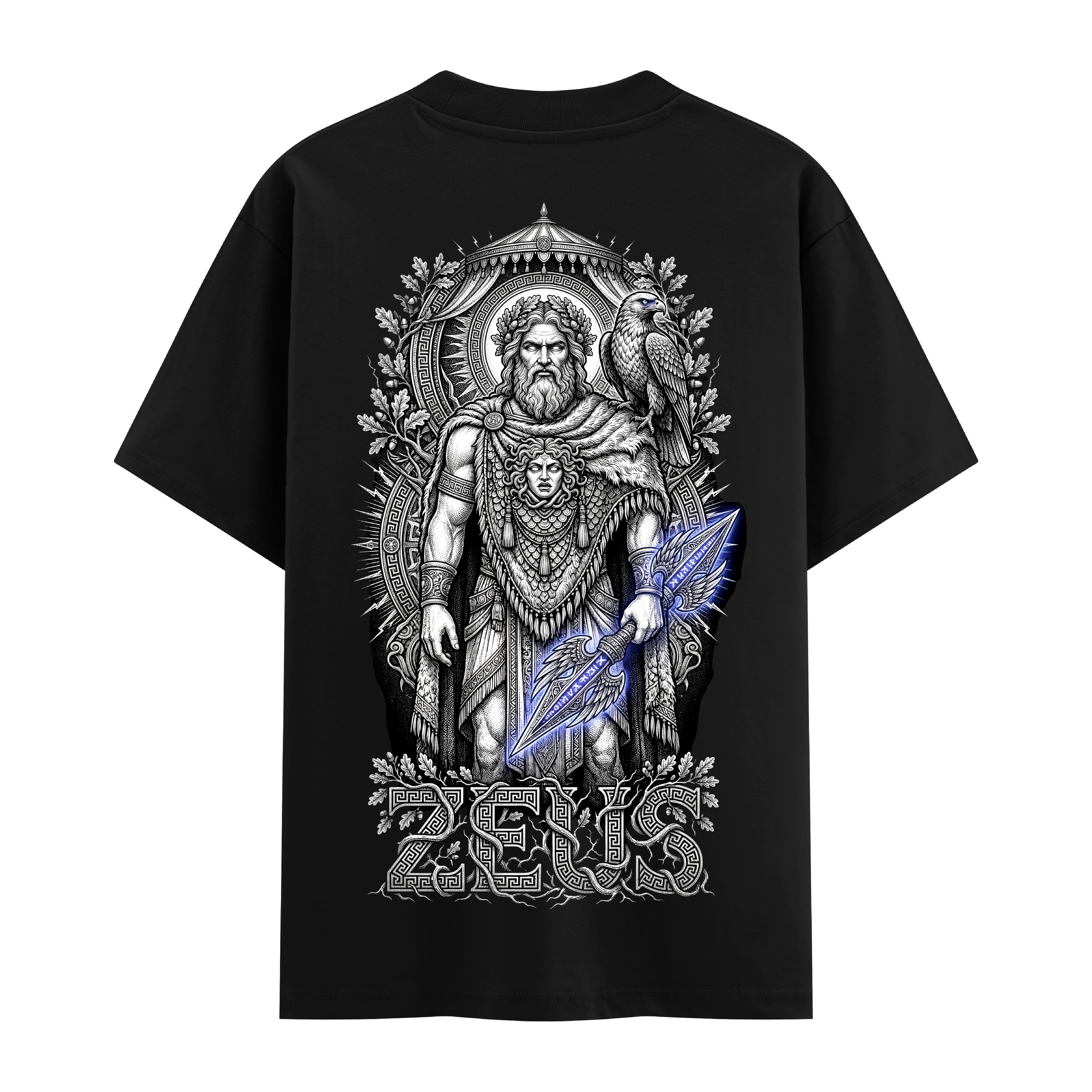 Kral Zeus Oversize Siyah Tişört