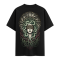 Maskeli Medusa Oversize Siyah Tişört