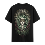 Maskeli Medusa Oversize Siyah Tişört