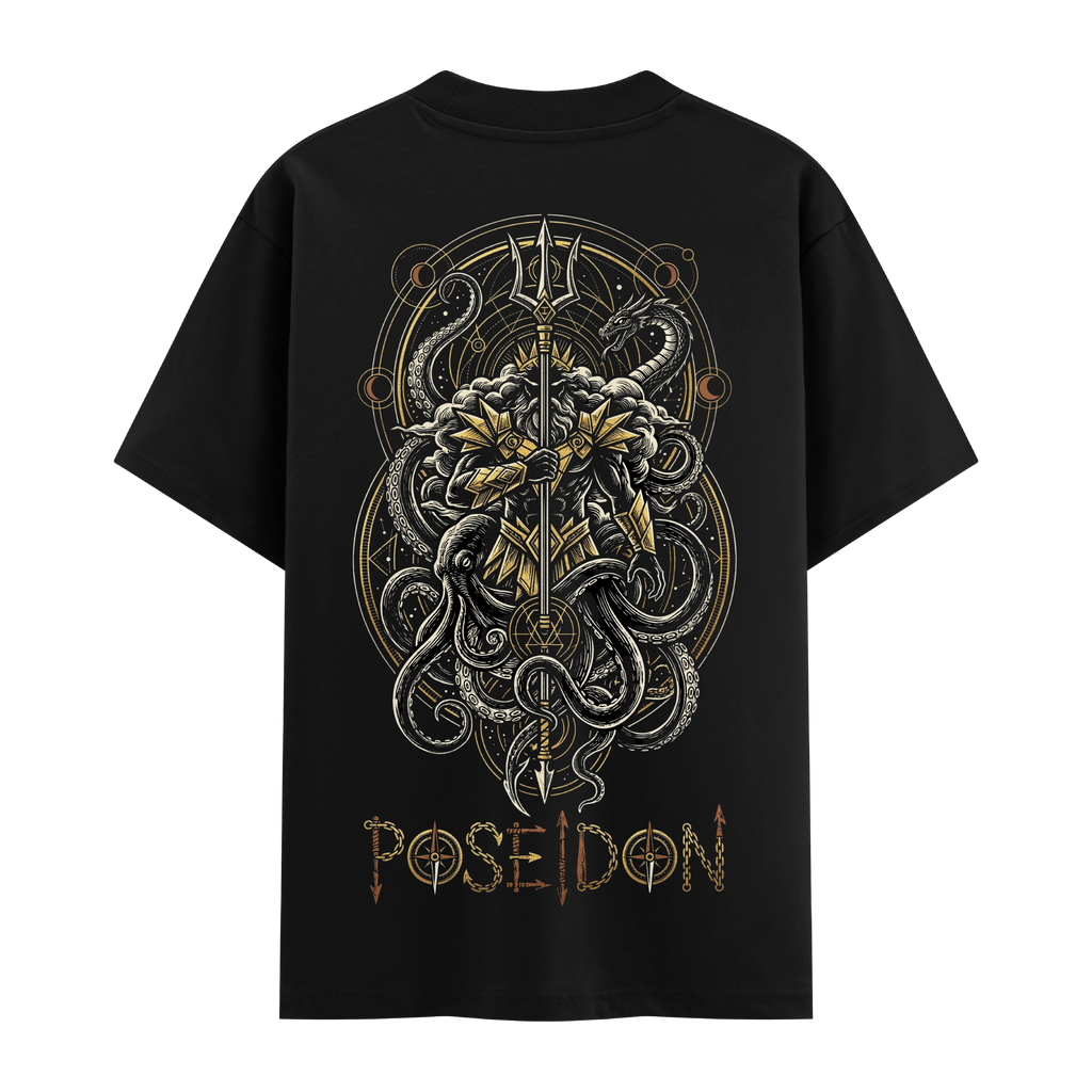 Kayıp Poseidon Oversize Siyah Tişört