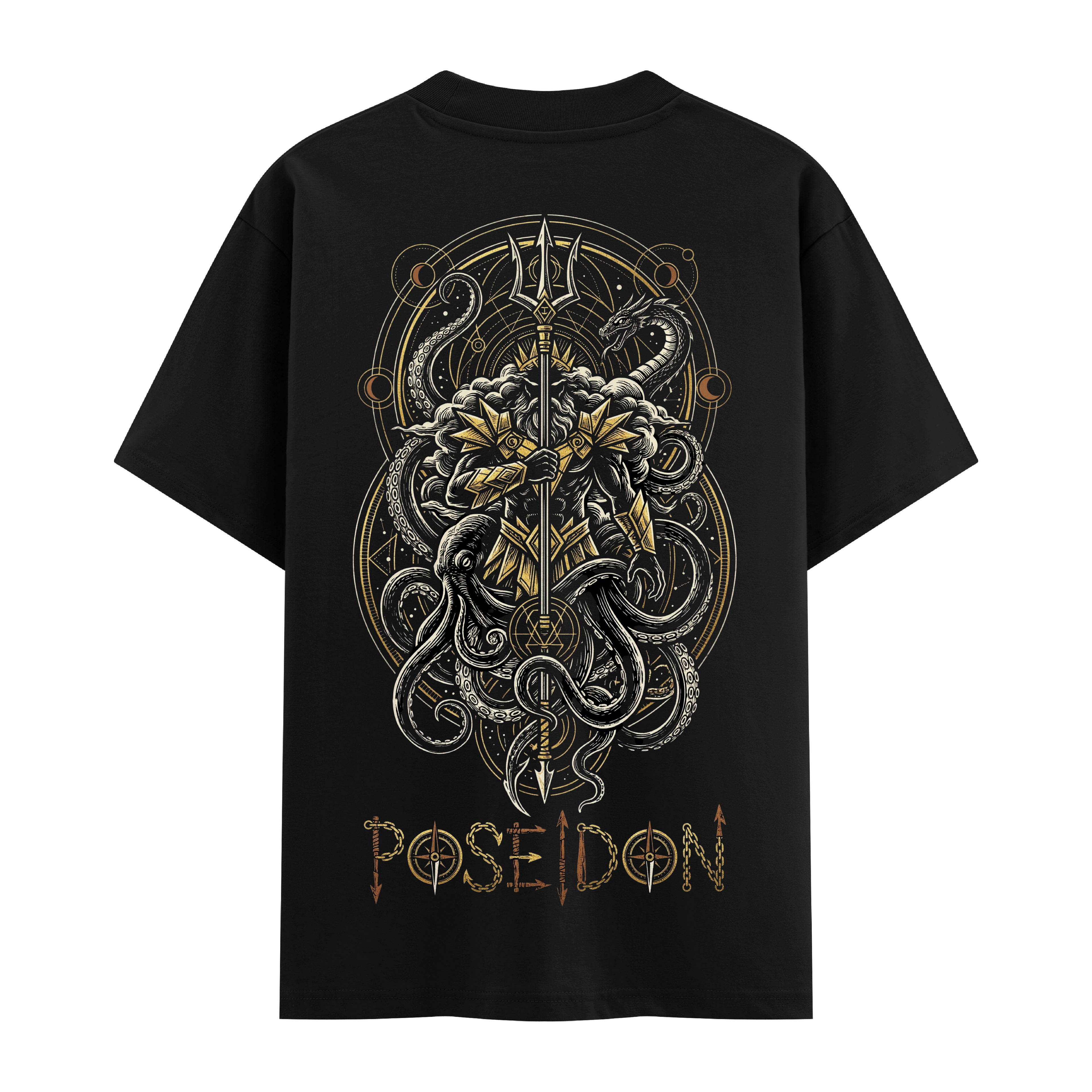 Kayıp Poseidon Oversize Siyah Tişört
