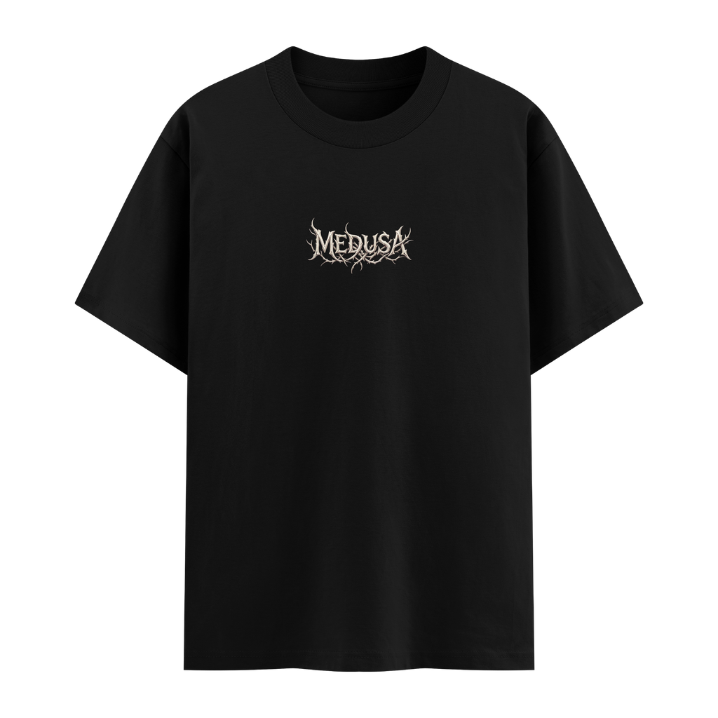 Kemik Medusa Oversize Siyah Tişört