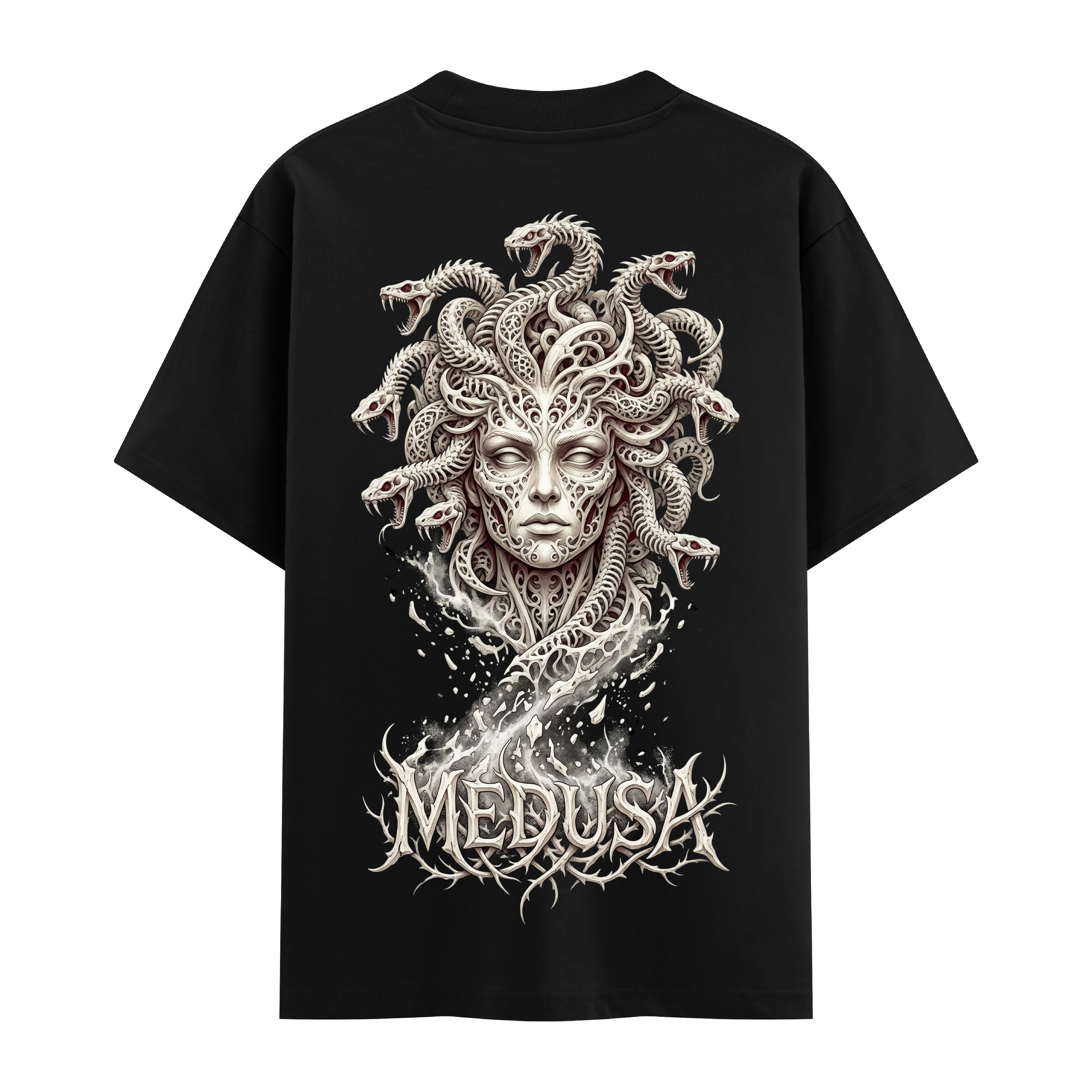 Kemik Medusa Oversize Siyah Tişört